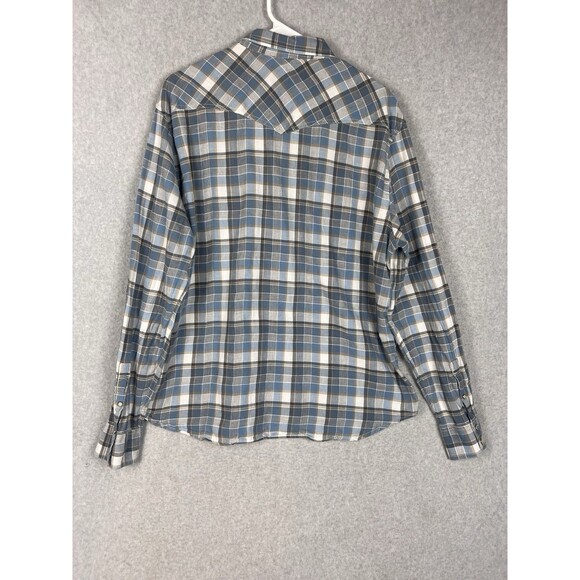 Lucky Brand Men's XL Western Snap Button Shirt Gray Plaid Classic Fit RN 80318 - Picture 3 of 7